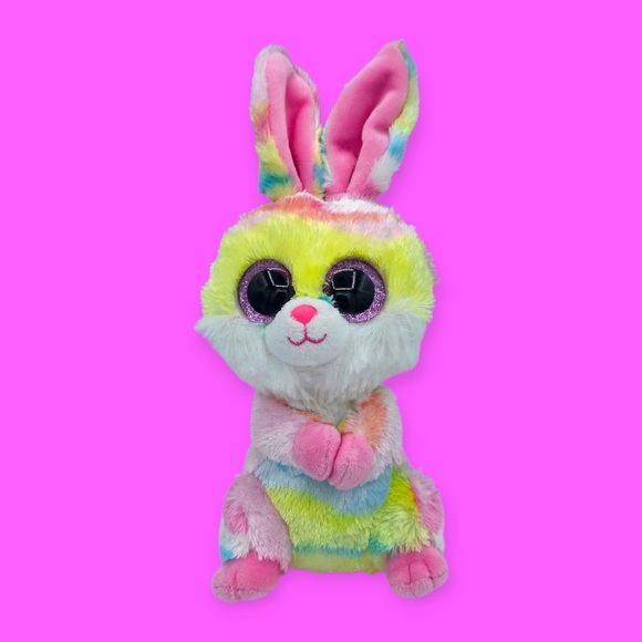 Ty Beanie Boos Lollipop The Rabbit Pastel Rainbow Beanie Baby Plush Toy - Picture 1 of 6